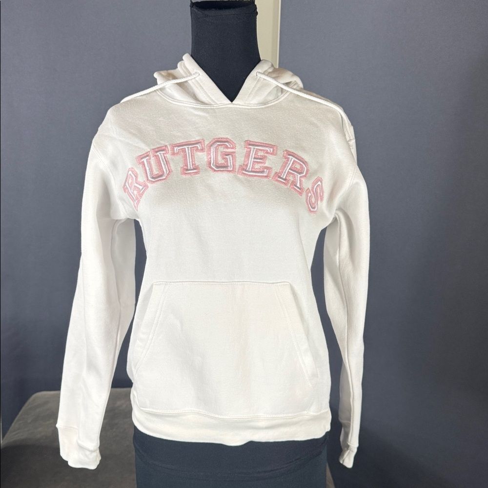 Women’s White Embroidered ‘Rutgers’ Hoodie Size M NEW
